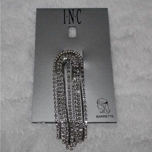 INC International Concepts Silver-Tone Crystal Fringe Hair Barrette (Silver)